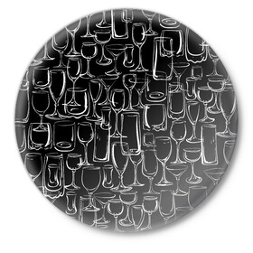 Значок с принтом Стеклянный бармен в Новосибирске,  металл | круглая форма, металлическая застежка в виде булавки | bar | barman | doodling | textures | tiles | бар | бармен | бартендер | бокалы | дудлинг | посуда | рюмки | стаканы | стекло | тайлы | текстуры | фон | фужеры