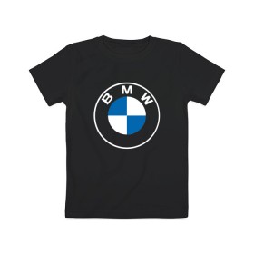 Детская футболка хлопок с принтом BMW LOGO 2020 в Новосибирске, 100% хлопок | круглый вырез горловины, полуприлегающий силуэт, длина до линии бедер | Тематика изображения на принте: bmw | bmw motorsport | bmw performance | carbon | m | motorsport | performance | sport | бмв | карбон | моторспорт | спорт