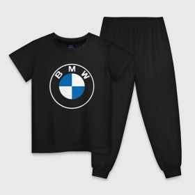 Детская пижама хлопок с принтом BMW LOGO 2020 в Новосибирске, 100% хлопок |  брюки и футболка прямого кроя, без карманов, на брюках мягкая резинка на поясе и по низу штанин
 | Тематика изображения на принте: bmw | bmw motorsport | bmw performance | carbon | m | motorsport | performance | sport | бмв | карбон | моторспорт | спорт