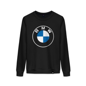 Женский свитшот хлопок с принтом BMW LOGO 2020 в Новосибирске, 100% хлопок | прямой крой, круглый вырез, на манжетах и по низу широкая трикотажная резинка  | bmw | bmw motorsport | bmw performance | carbon | m | motorsport | performance | sport | бмв | карбон | моторспорт | спорт