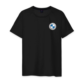 Мужская футболка хлопок с принтом BMW LOGO 2020 в Новосибирске, 100% хлопок | прямой крой, круглый вырез горловины, длина до линии бедер, слегка спущенное плечо. | bmw | bmw performance | m | motorsport | performance | бмв | бэха | моторспорт