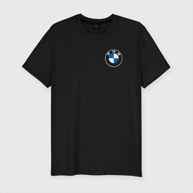 Мужская футболка хлопок Slim с принтом BMW LOGO 2020 в Новосибирске, 92% хлопок, 8% лайкра | приталенный силуэт, круглый вырез ворота, длина до линии бедра, короткий рукав | bmw | bmw motorsport | bmw performance | carbon | m | motorsport | performance | sport | бмв | карбон | моторспорт | спорт