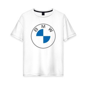 Женская футболка хлопок Oversize с принтом BMW LOGO 2020 в Новосибирске, 100% хлопок | свободный крой, круглый ворот, спущенный рукав, длина до линии бедер
 | bmw | bmw motorsport | bmw performance | carbon | m | motorsport | performance | sport | бмв | карбон | моторспорт | спорт