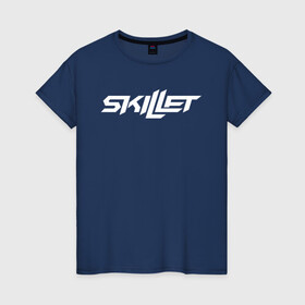 Женская футболка хлопок с принтом Skillet Logo | Скиллет лого (Z) в Новосибирске, 100% хлопок | прямой крой, круглый вырез горловины, длина до линии бедер, слегка спущенное плечо | skillet | альтернативный метал | альтернативный рок | джен леджер | джон купер | индастриал метал | кори купер | сет моррисон | хард рок | христианский метал | христианский рок