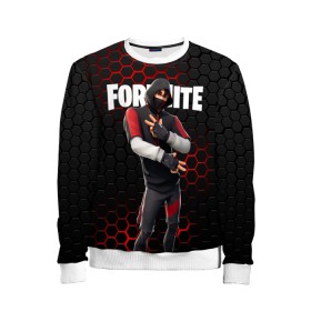 Детский свитшот 3D с принтом FORTNITE IKONIK в Новосибирске, 100% полиэстер | свободная посадка, прямой крой, мягкая тканевая резинка на рукавах и понизу свитшота | Тематика изображения на принте: fortnite | fortnite 2 | fortnite x маршмелло | ikonik | marshmello | ninja | ninja streamer | иконик | ниндзя | фортнайт | фортнайт 2 | фортнайт глава 2