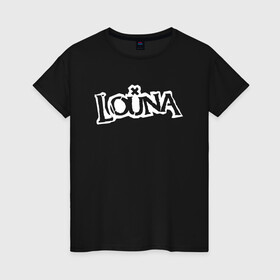 Женская футболка хлопок с принтом Louna в Новосибирске, 100% хлопок | прямой крой, круглый вырез горловины, длина до линии бедер, слегка спущенное плечо | louna | tracktor bowling | альтернативный метал | альтернативный рок | гранж | лу | луна | ню метал | панк рок | хард рок