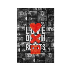 Обложка для паспорта матовая кожа с принтом LOVE DEATH ROBOTS (LDR) в Новосибирске, натуральная матовая кожа | размер 19,3 х 13,7 см; прозрачные пластиковые крепления | death | fantastic | future | ldr | love | love death and robots | love death robots | netflix | robots | sci fi | будущее | лдр | любовь | нетфликс | роботы | фантастика