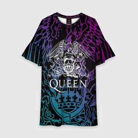 Детское платье 3D с принтом QUEEN | Freddie Mercury (Z) в Новосибирске, 100% полиэстер | прямой силуэт, чуть расширенный к низу. Круглая горловина, на рукавах — воланы | queen | rock | we will rock you | брайан мэи | группа queen | группа квин | джон дикон | квин | королева | король | роджер тейлор | рок | фредди меркьюри