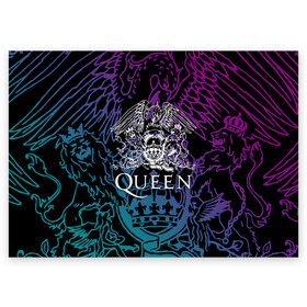 Поздравительная открытка с принтом QUEEN в Новосибирске, 100% бумага | плотность бумаги 280 г/м2, матовая, на обратной стороне линовка и место для марки
 | queen | rock | we will rock you | брайан мэи | группа queen | группа квин | джон дикон | квин | королева | король | роджер тейлор | рок | фредди меркьюри