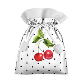 Подарочный 3D мешок с принтом Сочная вишня в Новосибирске, 100% полиэстер | Размер: 29*39 см | вишня | горошек | красный | сочный | фрукт | черный | ягода