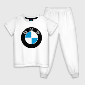 Детская пижама хлопок с принтом BMW в Новосибирске, 100% хлопок |  брюки и футболка прямого кроя, без карманов, на брюках мягкая резинка на поясе и по низу штанин
 | bmw | brand | car | germany | logo | speed | беха | бмв | бренд | германия | дрифт | лого | логотип | машина | надпись | парню | скорость | тачка | фирма