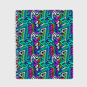 Тетрадь с принтом ГРАФФИТИ в Новосибирске, 100% бумага | 48 листов, плотность листов — 60 г/м2, плотность картонной обложки — 250 г/м2. Листы скреплены сбоку удобной пружинной спиралью. Уголки страниц и обложки скругленные. Цвет линий — светло-серый
 | doodling | pattern | textures | tiles | zentangle | абстракция | градиент | граффити | дудлинг | зентангл | красивые граффити | красивые картинки | паттерны | прикольные граффити | прикольные картинки | тайлы