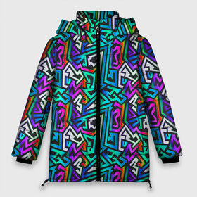 Женская зимняя куртка 3D с принтом ГРАФФИТИ в Новосибирске, верх — 100% полиэстер; подкладка — 100% полиэстер; утеплитель — 100% полиэстер | длина ниже бедра, силуэт Оверсайз. Есть воротник-стойка, отстегивающийся капюшон и ветрозащитная планка. 

Боковые карманы с листочкой на кнопках и внутренний карман на молнии | doodling | pattern | textures | tiles | zentangle | абстракция | градиент | граффити | дудлинг | зентангл | красивые граффити | красивые картинки | паттерны | прикольные граффити | прикольные картинки | тайлы