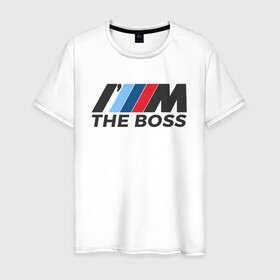 Мужская футболка хлопок с принтом BMW THE BOSS в Новосибирске, 100% хлопок | прямой крой, круглый вырез горловины, длина до линии бедер, слегка спущенное плечо. | Тематика изображения на принте: bmw | bmw performance | m | motorsport | performance | бмв | бэха | моторспорт