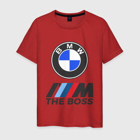 Мужская футболка хлопок с принтом BMW BOSS | БМВ БОСС в Новосибирске, 100% хлопок | прямой крой, круглый вырез горловины, длина до линии бедер, слегка спущенное плечо. | bmw | bmw performance | m | motorsport | performance | бмв | бэха | моторспорт