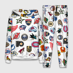 Женский костюм 3D (с толстовкой) с принтом NHL PATTERN в Новосибирске,  |  | anaheim ducks | arizona coyotes | boston bruins | buffalo sabres | calgary flames | canadiens de montreal | carolina hurricanes | chicago blackhawks | colorado avalanche | columbus blue jackets | dallas stars | detroit red wings | edmonton oil | hockey | 