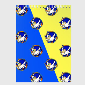 Скетчбук с принтом Sonic - Соник в Новосибирске, 100% бумага
 | 48 листов, плотность листов — 100 г/м2, плотность картонной обложки — 250 г/м2. Листы скреплены сверху удобной пружинной спиралью | doodling | textures | tiles | дудлинг | ежик | персонаж | соник | тайлы | текстуры | фон