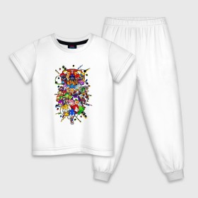 Детская пижама хлопок с принтом Sonic Pixel Friends в Новосибирске, 100% хлопок |  брюки и футболка прямого кроя, без карманов, на брюках мягкая резинка на поясе и по низу штанин
 | 8 bit | game | pixel | pixelart | sega | sonic | битный | игра | пиксели | сега | соник