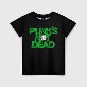 Детская футболка 3D с принтом Punks Not Dead в Новосибирске, 100% гипоаллергенный полиэфир | прямой крой, круглый вырез горловины, длина до линии бедер, чуть спущенное плечо, ткань немного тянется | art | punk | punks not dead | rock | sons of anarchy | анархия | арт | группа | егор летов | логотип | музыка | надпись | панк | панк рок | прикольная | рок | свобода | хаос