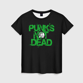 Женская футболка 3D с принтом Punks Not Dead в Новосибирске, 100% полиэфир ( синтетическое хлопкоподобное полотно) | прямой крой, круглый вырез горловины, длина до линии бедер | art | punk | punks not dead | rock | sons of anarchy | анархия | арт | группа | егор летов | логотип | музыка | надпись | панк | панк рок | прикольная | рок | свобода | хаос