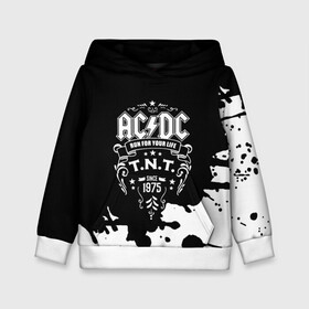 Детская толстовка 3D с принтом AC/DC T.N.T. в Новосибирске, 100% полиэстер | двухслойный капюшон со шнурком для регулировки, мягкие манжеты на рукавах и по низу толстовки, спереди карман-кенгуру с мягким внутренним слоем | ac dc | acdc | acdc ас дс | angus | back in black | highway to hell | mckinnon | young | австралийская | ангус янг | ас дс | асдс | блюз | в форме | гитара | группа | крис слэйд | метал | молния | музыка | п | певец | рок | рок н ролл