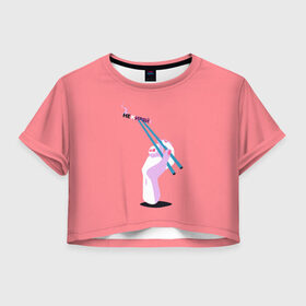 Женская футболка Crop-top 3D с принтом Не киряй в Новосибирске, 100% полиэстер | круглая горловина, длина футболки до линии талии, рукава с отворотами | Тематика изображения на принте: mukka | кисть | мукка | не киряй | не кури | палочки | рука | суши | три дня дождя