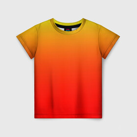 Детская футболка 3D с принтом Оранж в Новосибирске, 100% гипоаллергенный полиэфир | прямой крой, круглый вырез горловины, длина до линии бедер, чуть спущенное плечо, ткань немного тянется | orange | желто красный | кислотный | красно желтый | оранж | переход | текстуры | яркий