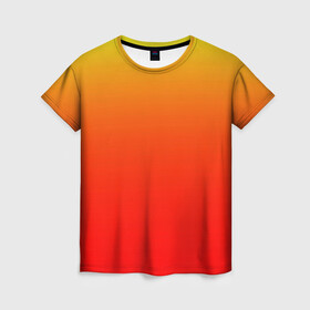Женская футболка 3D с принтом Оранж в Новосибирске, 100% полиэфир ( синтетическое хлопкоподобное полотно) | прямой крой, круглый вырез горловины, длина до линии бедер | orange | желто красный | кислотный | красно желтый | оранж | переход | текстуры | яркий