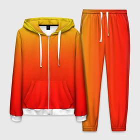 Мужской костюм 3D с принтом Оранж в Новосибирске, 100% полиэстер | Манжеты и пояс оформлены тканевой резинкой, двухслойный капюшон со шнурком для регулировки, карманы спереди | orange | желто красный | кислотный | красно желтый | оранж | переход | текстуры | яркий