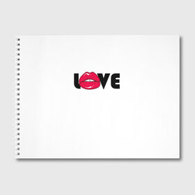Альбом для рисования с принтом love (W) в Новосибирске, 100% бумага
 | матовая бумага, плотность 200 мг. | kiss | love | me | буквы | горошек | губы | девушке | женщине | лов | любим | люблю | любовь | меня | мне | мужчине | надпись | парню | подарок | поцелуй | рот | тебя | уже