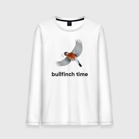 Мужской лонгслив хлопок с принтом Bullfinch time в Новосибирске, 100% хлопок |  | bird | bullfinch | wings | летать | полет | птица | снегирь