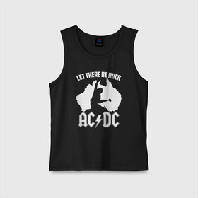 Детская майка хлопок с принтом Let there be rock в Новосибирске,  |  | ac dc | acdc | acdc ас дс | angus | back in black | highway to hell | mckinnon | young | австралийская | ангус янг | ас дс | асдс | блюз | в форме | гитара | группа | крис слэйд | метал | молния | музыка | п | певец | рок | рок н ролл