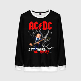 Женский свитшот 3D с принтом AC/DC let there be rock! в Новосибирске, 100% полиэстер с мягким внутренним слоем | круглый вырез горловины, мягкая резинка на манжетах и поясе, свободная посадка по фигуре | ac dc | acdc | acdc ас дс | angus | back in black | highway to hell | mckinnon | young | австралийская | ангус янг | ас дс | асдс | блюз | в форме | гитара | группа | крис слэйд | метал | молния | музыка | п | певец | рок | рок н ролл