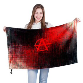 Флаг 3D с принтом АНАРХИЯ в Новосибирске, 100% полиэстер | плотность ткани — 95 г/м2, размер — 67 х 109 см. Принт наносится с одной стороны | anarchy | анархия | анархо коммунизм | граффити | символ | стена | череп