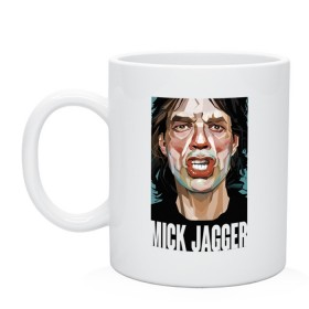 Кружка с принтом MICK JAGGER в Новосибирске, керамика | объем — 330 мл, диаметр — 80 мм. Принт наносится на бока кружки, можно сделать два разных изображения | mick jagger | music | rock | rolling stones | музыка | рок