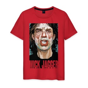 Мужская футболка хлопок с принтом MICK JAGGER в Новосибирске, 100% хлопок | прямой крой, круглый вырез горловины, длина до линии бедер, слегка спущенное плечо. | mick jagger | music | rock | rolling stones | музыка | рок