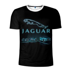 Мужская футболка 3D спортивная с принтом Jaguar в Новосибирске, 100% полиэстер с улучшенными характеристиками | приталенный силуэт, круглая горловина, широкие плечи, сужается к линии бедра | auto | jaguar | xf | xk | авто | автомобиль | ам | машина | машины | ягуар