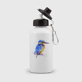 Бутылка спортивная с принтом Kingfisher в Новосибирске, металл | емкость — 500 мл, в комплекте две пластиковые крышки и карабин для крепления | акварель | графика | зимородок | крутой | модный | принт | птица | птичка | рисунок | рыбак | рыболов | скетч | стильный | яркий