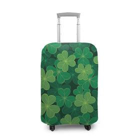 Чехол для чемодана 3D с принтом Ирландский клевер в Новосибирске, 86% полиэфир, 14% спандекс | двустороннее нанесение принта, прорези для ручек и колес | clover | day | ireland.lucky | irish | patrick | patricks | shamrock | день | зеленая | зеленый | ирландский | клевер | купить | патрик | патрика | святого | святой