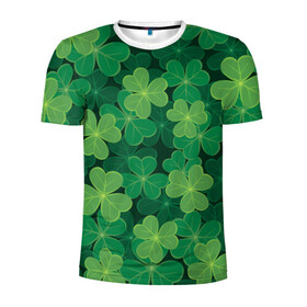 Мужская футболка 3D спортивная с принтом Ирландский клевер в Новосибирске, 100% полиэстер с улучшенными характеристиками | приталенный силуэт, круглая горловина, широкие плечи, сужается к линии бедра | clover | day | ireland.lucky | irish | patrick | patricks | shamrock | день | зеленая | зеленый | ирландский | клевер | купить | патрик | патрика | святого | святой