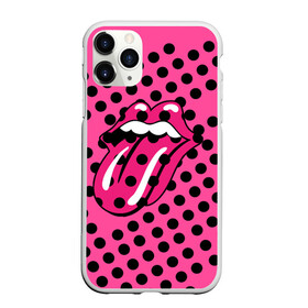 Чехол для iPhone 11 Pro Max матовый с принтом rolling stones pink logo в Новосибирске, Силикон |  | mick jagger | music | rock | rolling stones | музыка | рок