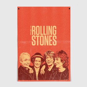 Постер с принтом The Rolling Stones в Новосибирске, 100% бумага
 | бумага, плотность 150 мг. Матовая, но за счет высокого коэффициента гладкости имеет небольшой блеск и дает на свету блики, но в отличии от глянцевой бумаги не покрыта лаком | mick jagger | music | rock | rolling stones | музыка | рок