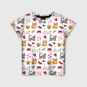 Детская футболка 3D с принтом Домашние питомцы в Новосибирске, 100% гипоаллергенный полиэфир | прямой крой, круглый вырез горловины, длина до линии бедер, чуть спущенное плечо, ткань немного тянется | Тематика изображения на принте: cat | cats | corgi | dog | kitten | друг | корги | кот | котенок | котики | коты | котята | котятки | кошки | лапа | лапки | лапы | пёс | питомец | питомцы | псы | собака | собаки | собачки