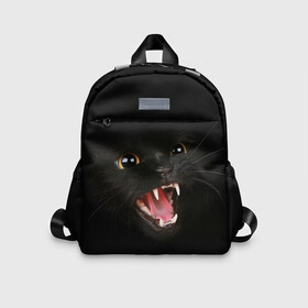 Детский рюкзак 3D с принтом Злой Котик в Новосибирске, 100% полиэстер | лямки с регулируемой длиной, сверху петелька, чтобы рюкзак можно было повесить на вешалку. Основное отделение закрывается на молнию, как и внешний карман. Внутри дополнительный карман. По бокам два дополнительных кармашка | Тематика изображения на принте: angry | animal | animals | beast | black | cat | kitten | британец | британка | животное | животные | зверек | зверь | злая | злой | кот | котейка | котенок | котэ | кошка | кошки | черная