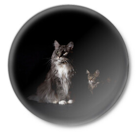 Значок с принтом Котики в Новосибирске,  металл | круглая форма, металлическая застежка в виде булавки | Тематика изображения на принте: animal | animals | beast | black | cat | kitten | животное | животные | зверек | зверь | кот | котейка | котенок | котики | котэ | кошка | кошки | мейн кун | черная