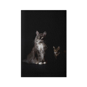 Обложка для паспорта матовая кожа с принтом Котики в Новосибирске, натуральная матовая кожа | размер 19,3 х 13,7 см; прозрачные пластиковые крепления | Тематика изображения на принте: animal | animals | beast | black | cat | kitten | животное | животные | зверек | зверь | кот | котейка | котенок | котики | котэ | кошка | кошки | мейн кун | черная