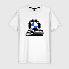 Мужская футболка хлопок Slim с принтом BMW (JDM) в Новосибирске, 92% хлопок, 8% лайкра | приталенный силуэт, круглый вырез ворота, длина до линии бедра, короткий рукав | bmw | bmw performance | m | motorsport | performance | бмв | бэха | моторспорт