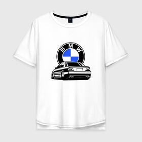 Мужская футболка хлопок Oversize с принтом BMW (JDM) в Новосибирске, 100% хлопок | свободный крой, круглый ворот, “спинка” длиннее передней части | Тематика изображения на принте: bmw | bmw performance | m | motorsport | performance | бмв | бэха | моторспорт