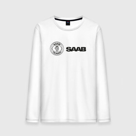 Мужской лонгслив хлопок с принтом Saab Black Logo в Новосибирске, 100% хлопок |  | auto | saab | scania | авто | автомобиль | ам | машина | сааб