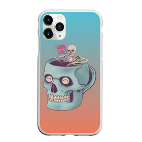 Чехол для iPhone 11 Pro Max матовый с принтом Good Viber в Новосибирске, Силикон |  | good vibes | horror | кофе | кружка | напиток | психоделика | пятница 13 | скелет | ужасы | хэллоуин | череп